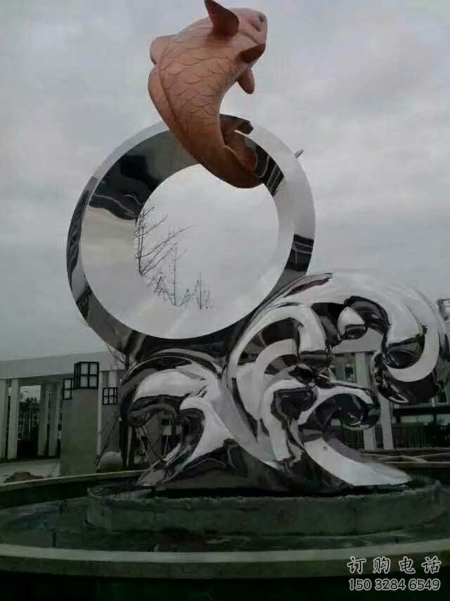 圓環魚雕塑廠家 生產制作企業 不銹鋼魚動物雕塑