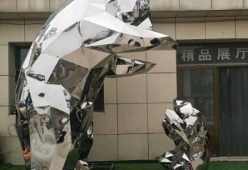 幾何北極熊雕塑廠家 亮面類型 制作不銹鋼動物雕塑