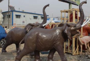 古銅色大象雕塑廠家 園林動物小品 制作金屬大象雕塑