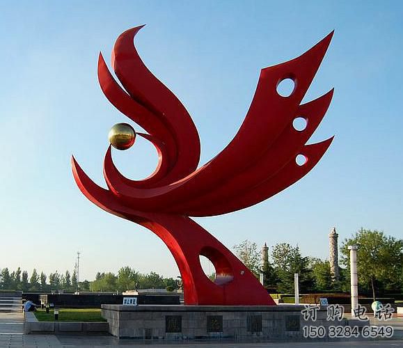 鳳凰戲珠雕塑廠(chǎng)家 立體飛鳥(niǎo)類(lèi) 不銹鋼戲珠鳳凰雕塑廠(chǎng)家