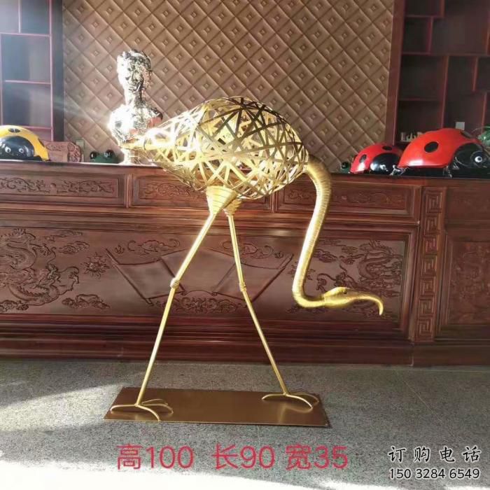 鏤空火烈鳥雕塑廠家 編織工藝 不銹鋼火烈鳥雕塑產品