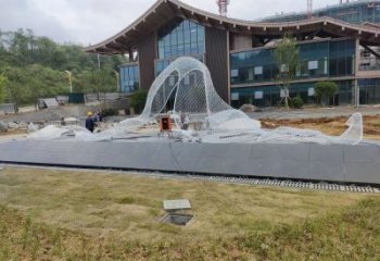 鏤空飄帶雕塑廠家 網格工藝特點 不銹鋼飄帶雕塑制作