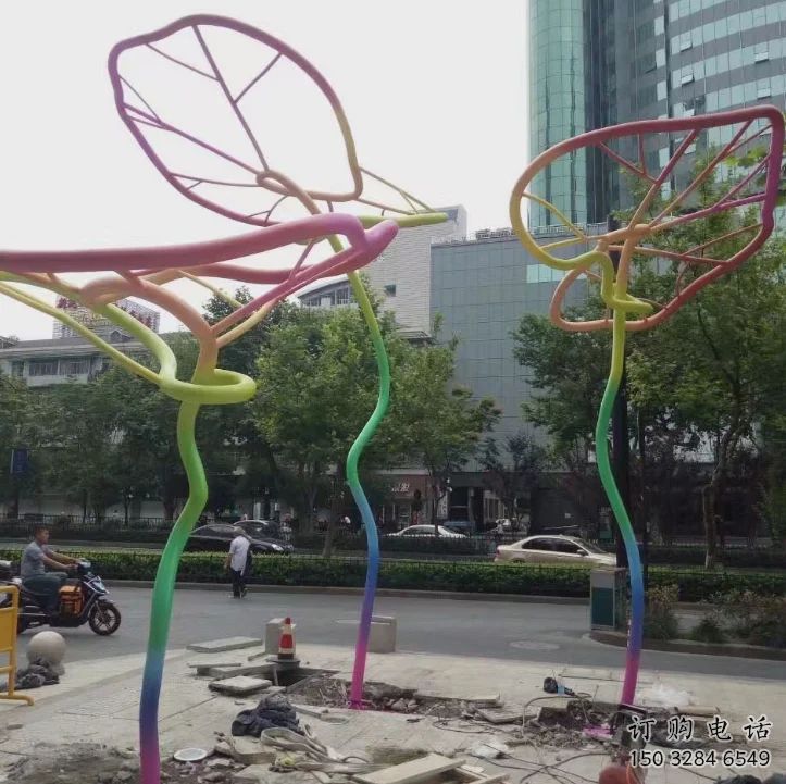 荷葉雕塑 鏤空漸變?cè)?不銹鋼鏤空荷葉雕塑廠家