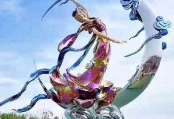 奔月雕塑 電鍍?nèi)宋锏袼?街道不銹鋼奔月雕塑廠家
