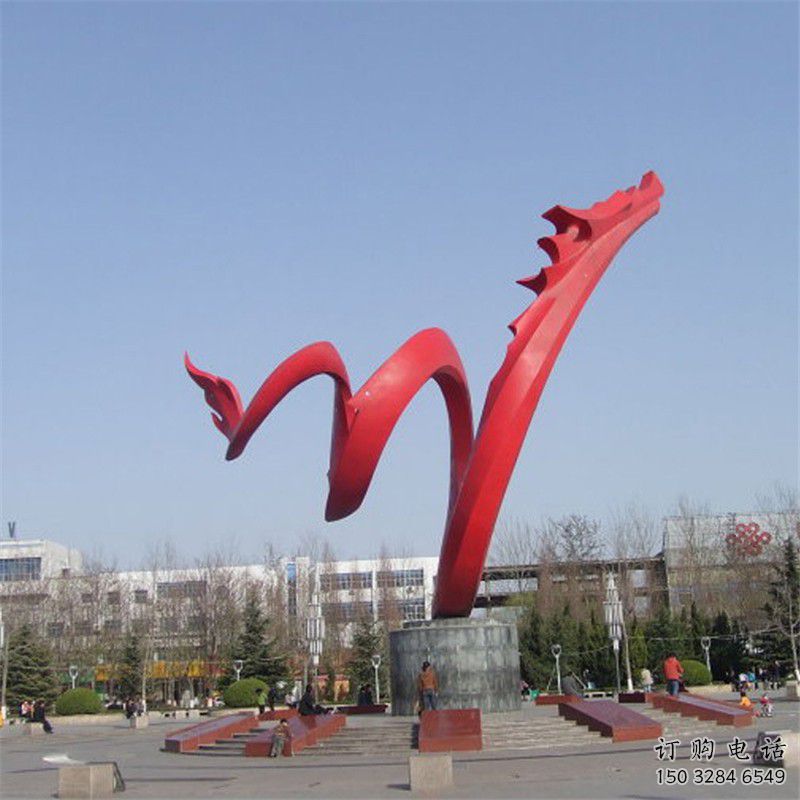 飛龍雕塑 烤漆動物小品 戶外不銹鋼抽象飛龍雕塑廠家