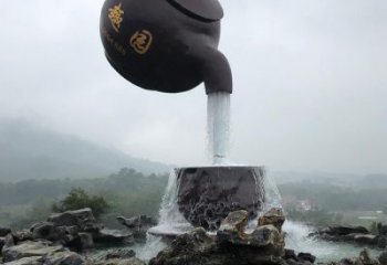 茶壺雕塑 水景噴水雕塑 園林不銹鋼茶壺雕塑廠家