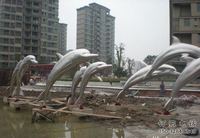 游樂場海豚雕塑廠家 海洋賓館擺件 住宅小區鋼管海豚雕塑