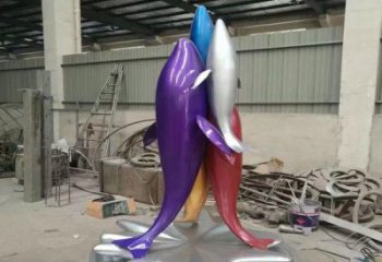 戶外海豚雕塑廠家 海洋賓館小品 酒店拉絲海豚雕塑
