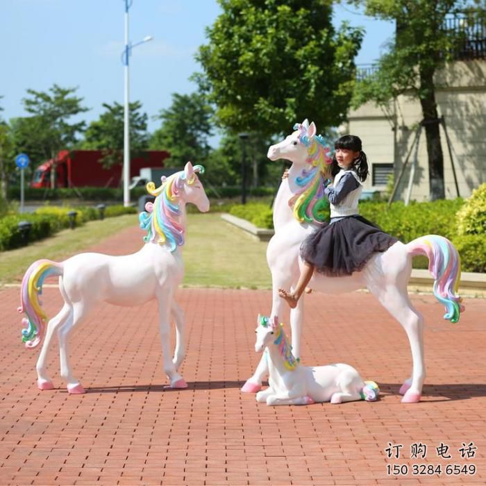 游樂場獨角獸雕塑廠家 戶外賓館擺件 住宅小區(qū)卡通獨角獸雕塑