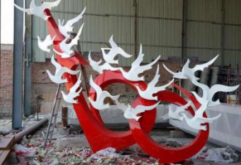 異形白鴿雕塑廠家 抽象幾何擺件 酒店拉絲白鴿雕塑