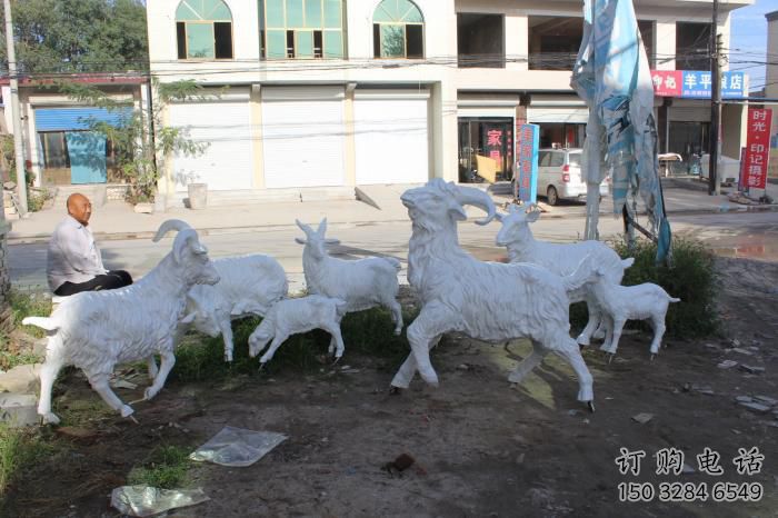 商場山羊雕塑廠家 中式現代小品 戶外仿真山羊雕塑
