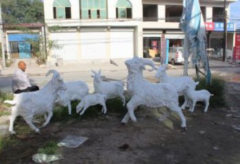 商場山羊雕塑廠家 中式現代小品 戶外仿真山羊雕塑