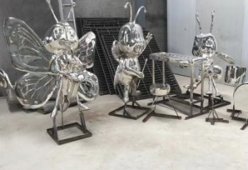 抽象蜜蜂雕塑廠家 創意村口擺件 戶外鏡面蜜蜂雕塑