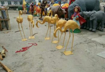 商場丹頂鶴雕塑廠家 中式室內(nèi)小品 酒店鍍金丹頂鶴雕塑