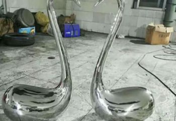 異形鵝雕塑廠家 抽象幾何擺件 酒店鏡面鵝雕塑