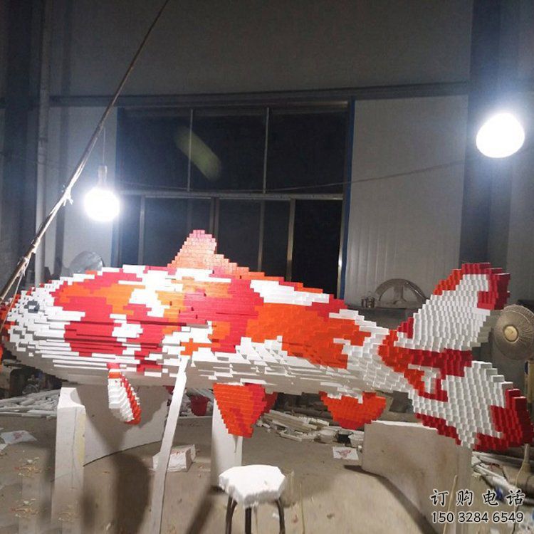 風景區(qū)魚雕塑廠家 中式室內(nèi)擺件 大型彩繪魚雕塑