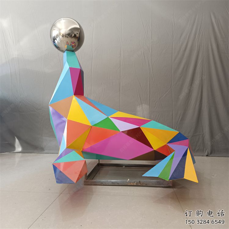 幼兒園海豚雕塑廠家 卡通噴漆小品 室內幾何海豚雕塑