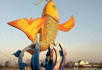 鏤空金魚(yú)雕塑廠(chǎng)家 創(chuàng)意抽象擺件 公園噴漆金魚(yú)雕塑