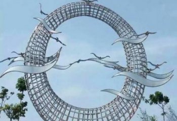 鏤空飛燕雕塑廠家 現代抽象擺件 草地切面飛燕雕塑