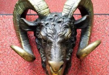 仿古羊頭雕塑廠家 戶外賓館小品 玄關彩繪羊頭雕塑