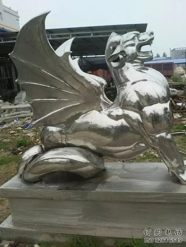 抽象麒麟雕塑廠家 戶外創意擺件 玄關鏡面麒麟雕塑