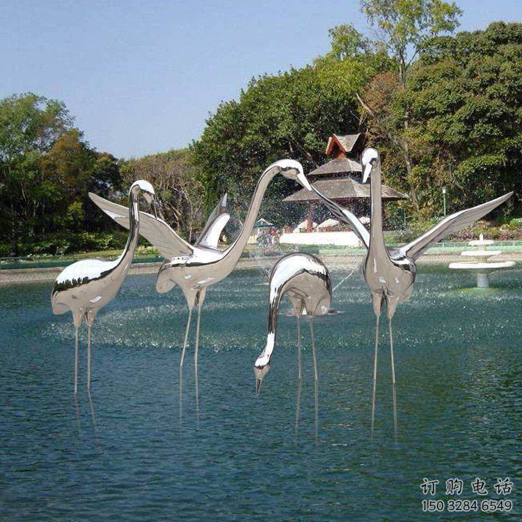 步行街白鶴雕塑廠家 創意戶外擺件 草地仿真白鶴雕塑