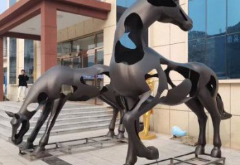 烤漆跑馬雕塑廠家 戶外賓館擺件 抽象大型跑馬雕塑