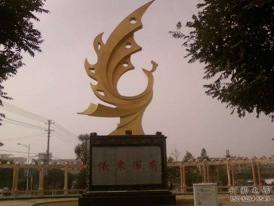 公園金鳳凰雕塑廠家 中式啞光小品 風景區仿古金鳳凰雕塑