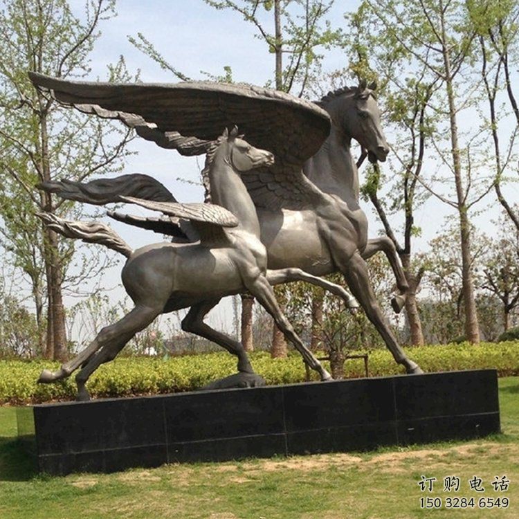 鏤空飛馬雕塑廠家 現代抽象擺件 草地切面飛馬雕塑