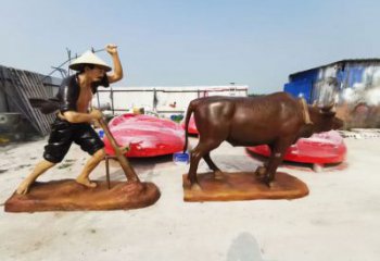 游樂場耕牛雕塑廠家 抽象擺件 戶外耕牛雕塑