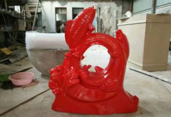 彩繪魚跨環雕塑廠家 卡通噴漆小品 草地魚跨環雕塑