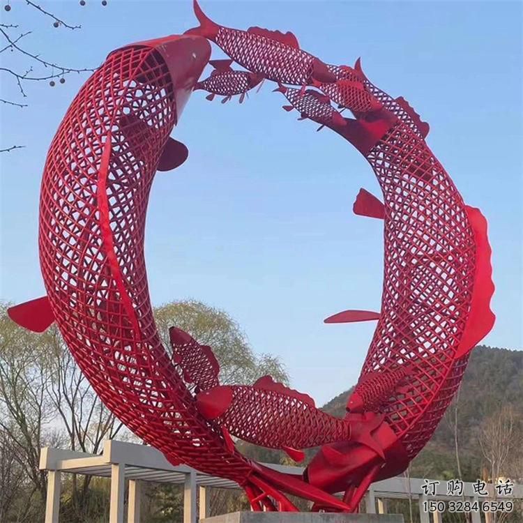 鏤空鯉魚跳龍門雕塑廠家 現代抽象烤漆擺件 