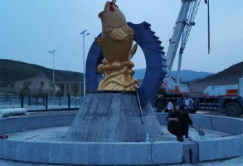 街道魚躍龍門雕塑廠家 戶外創(chuàng)意村口小品