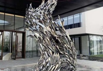 街道魚群雕塑廠家 創意街頭小品 酒店拉絲魚群雕塑