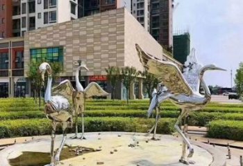 賓館仙鶴雕塑廠家 歐式仿真小品 戶外現代仙鶴雕塑
