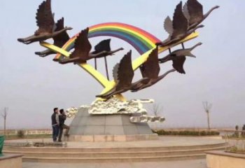 風(fēng)景區(qū)大雁雕塑廠家 中式戶(hù)外擺件 現(xiàn)代仿古大雁雕塑