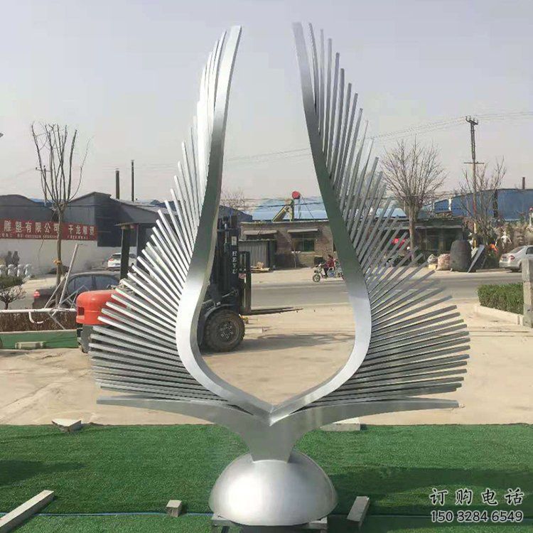 抽象翅膀雕塑廠家 創意村口擺件 戶外彩繪翅膀雕塑