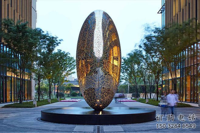 燈光球狀雕塑廠家 公園小品 商業(yè)街不銹鋼球狀雕塑