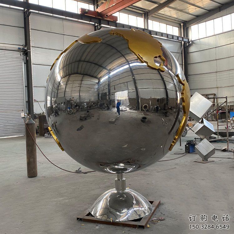 鏡面地球儀雕塑廠家 歐式步行街小品 戶外不銹鋼地球儀雕塑