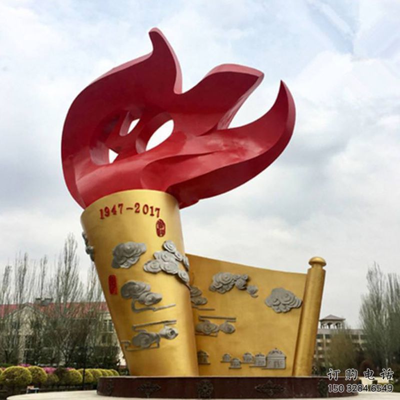 大型商場圣火雕塑廠家 廣場擺件 現(xiàn)代不銹鋼圣火雕塑