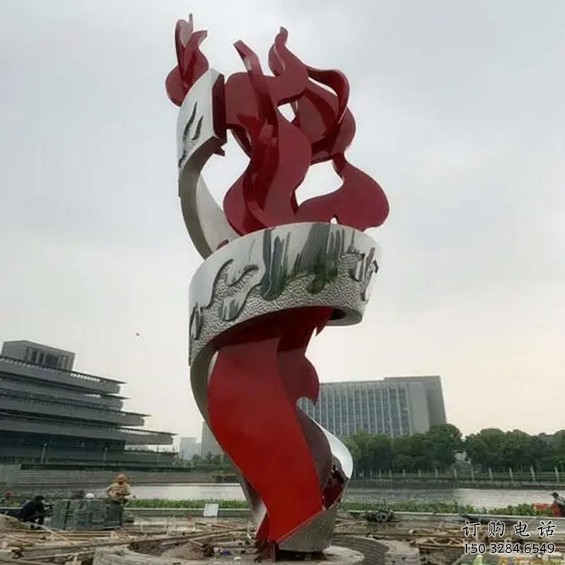 戶外火炬雕塑廠家 廣場噴漆小品 現(xiàn)代不銹鋼火炬雕塑