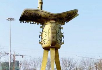 中式高腳杯雕塑廠家 戶外擺件 現代高腳杯雕塑生產