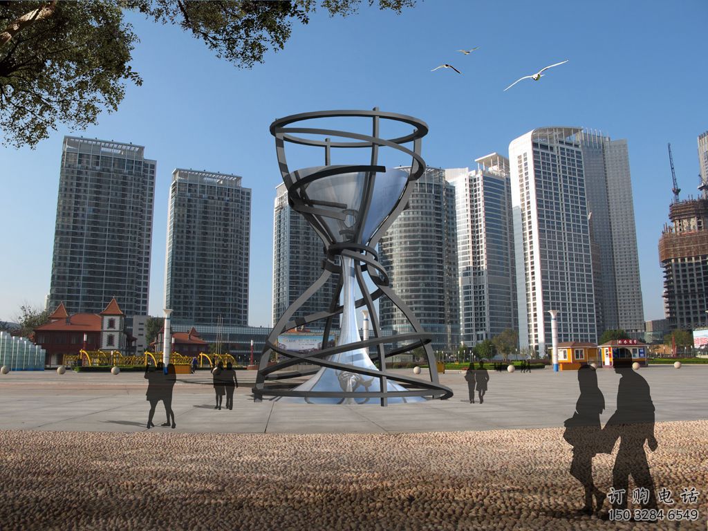 幾何漏斗雕塑廠家 創(chuàng)意小品 大門口不銹鋼漏斗雕塑