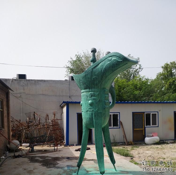 仿古酒杯雕塑廠家 創意小品 房地產不銹鋼酒杯雕塑