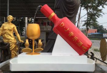 水景酒瓶雕塑廠家 彩繪小品 現代不銹鋼酒瓶雕塑