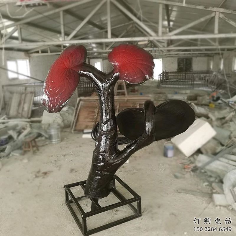 烤漆靈芝雕塑廠家 廣場(chǎng)小品 戶外不銹鋼靈芝雕塑