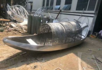 戶外船雕塑廠家 噴漆創(chuàng)意小品 現(xiàn)代不銹鋼船雕塑