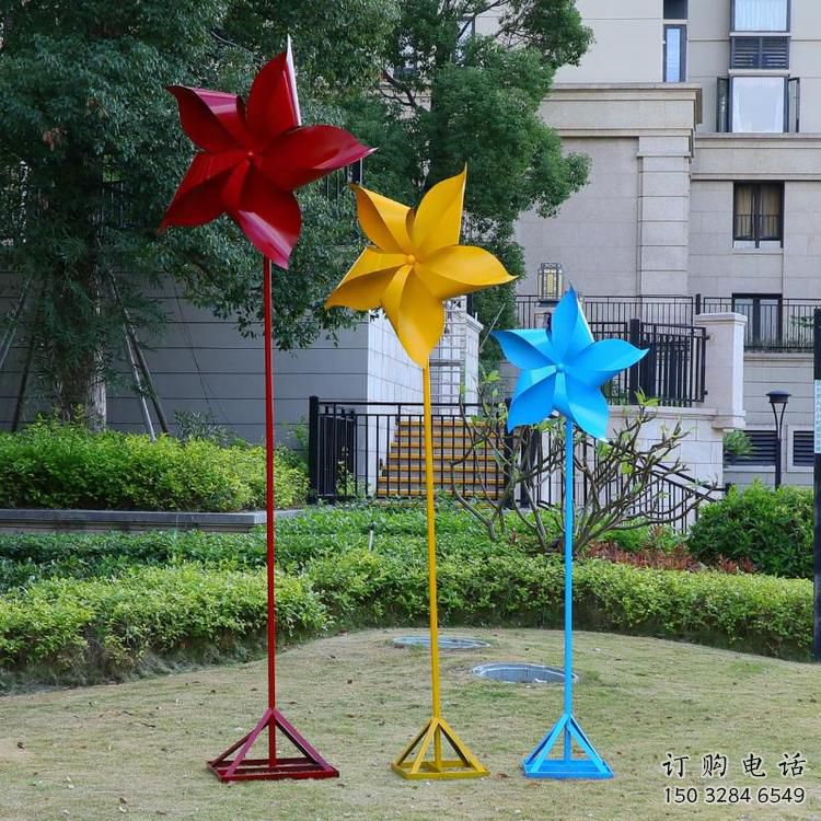 大型商場風車雕塑廠家 現代擺件 烤漆不銹鋼風車雕塑生產