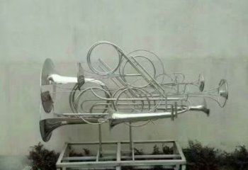 鏡面喇叭雕塑廠家 烤漆大型擺件 戶外不銹鋼喇叭雕塑生產(chǎn)