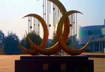 中式月牙形雕塑廠家 烤漆小品 游樂場不銹鋼月牙形雕塑